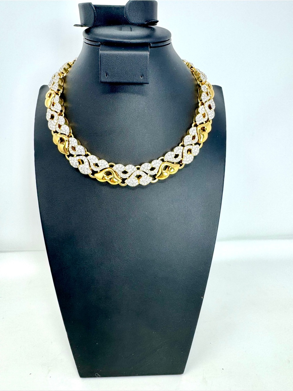 Retro 1980s Style Geometric Infinity Link Collar Choker Necklace Excellent Cond